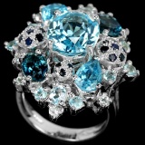 Natural SKY, SWISS & LONDON TOPAZ & BLUE SAPPHIRE Ring