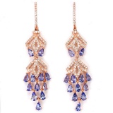 Natural Tanzanite Rose Pink Long Earrings