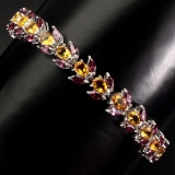 Natural Yellow Citrine Rhodolite Garnet Bracelet