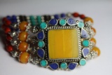 Tibet Hand Made Amber, Coral, Lapis Lazuli Bracelet