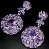 NATURAL PURPLE AMETHYST MARQUISE & ROUND Earring