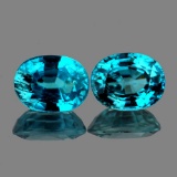 Natural AAA Blue Zircon Pair 8x6 Mm{Flawless-VVS1}