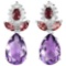 NATURAL AMETHYST RHODOLITE GARNET Earrings