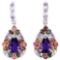 NATURAL AMETHYST TOURMALINE TANZANITE EARRINGS