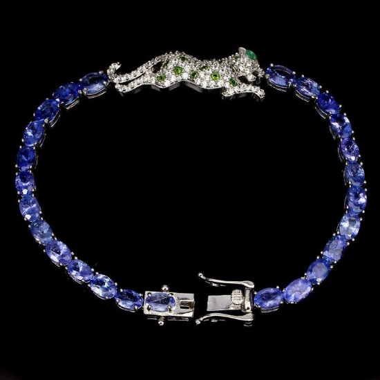 Natural Tanzanite Chrome Diopside Emerald Bracelet
