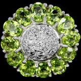 Natural Green Peridot 25 Carats Flower Ring