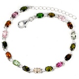 Natural Fancy Tourmaline & Chrome Dioposide Bracelet