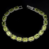 Natural Octagon 7x5mm Green Peridot Bracelet