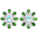 Natural SKY BLUE TOPAZ CHROME DIOPSIDE Earrings