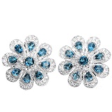 Natural London Blue Topaz Flower Earrings