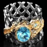 Natural Swiss Blue Topaz Stylish Ring