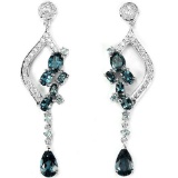 Natural London Blue Topaz 75 Carats Earrings