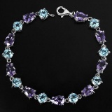 NATURAL PURPLE AMETHYST & SKY BLUE TOPAZ BRACELET