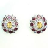 Natural  Yellow Citrine Garnet Tanzanite 46 Ct Earrings