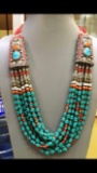 Tibet Hand Made Turquoise & Coral Necklace