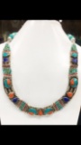 Tibet Hand Made Turquoise, Coral, Lapis Lazuli Necklace