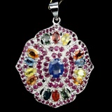 Natural Blue & Fancy Sapphire Ruby 57 Ct Pendant