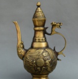 Old Chinese Bronze Dragon Phoenix Kettle