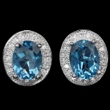 Natural London Blue Topaz Earrings