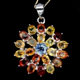 Natural Fancy Color Sapphire Flower Pendant