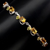 Natural Oval Citrine Chrome Diopside 65 Carats Bracelet