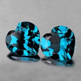 Natural London Blue Topaz Heart Pair 7.00 mm Flawless