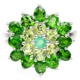 NATURAL GREEN EMERALD PERIDOT CHROME DIOPSIDE Ring