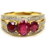 Genuine Red Ruby Two Tone Ring