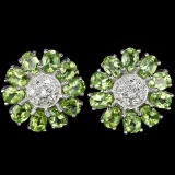 Natural Green Peridot Flower Earrings