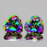 Natural Mystic topaz Heart Pair 7 MM - Flawless