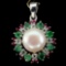 Natural Japanese Pearl Emerald Ruby White Topaz Pendant