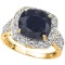 Natural Midnight Blue Black Sapphire & Diamond Ring