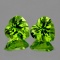 Natural Green Peridot Heart Pair 7 mm - VVS