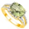 Natural Green Amethyst & Diamond Ring