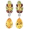 Natural YELLOW CITRINE  Garnet Peridot Earrings