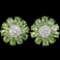 Natural Green Peridot Flower Earrings