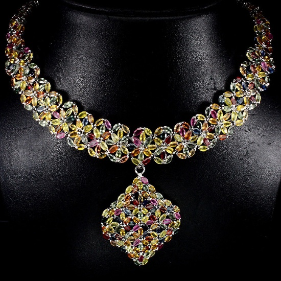 Natural Fancy Sapphire 563 Carats Necklace