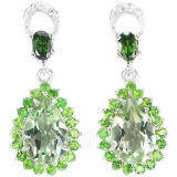 Natural GREEN AMETHYST, CHROME DIOPSIDE Earrings