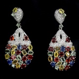 Natural Multi Color Fancy Sapphire 49 Carats Earrings