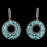Natural Neon Blue Apatite Black Spinel Earrings