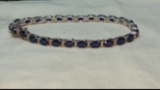 Natural Royal Blue Sapphire & Diamond Gold Bracelet