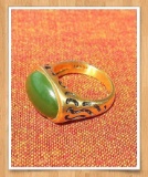 Antique Natural Jade & Solid Gold (Heavy) Ring