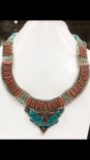 Tibet Hand Made Turquoise & Coral Necklace