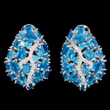 Natural Rare Brazil Neon Blue Apatite Earrings