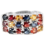 Natural MULTI COLOR SAPPHIRE Ring