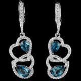 Natural London Blue Topaz Hearts Earrings