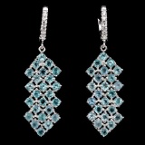 Natural Top Neon Blue Apatite 55 Carats Earrings
