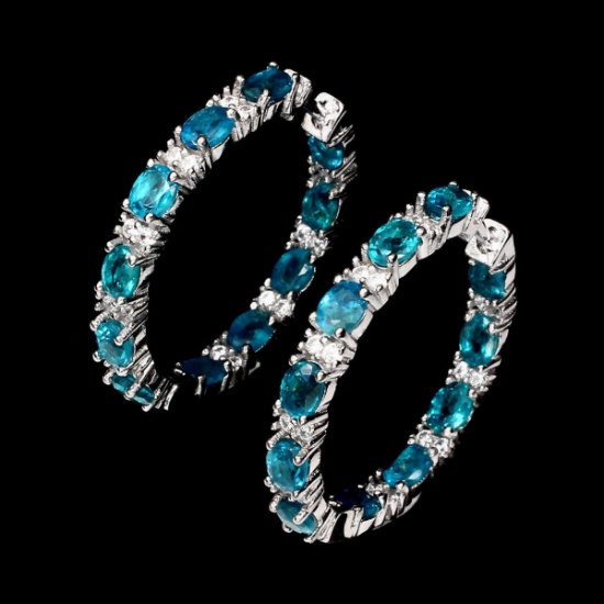 Natural Neon Blue Apatite Earrings
