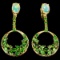 Natural OPAL & GREEN TSAVORITE GARNET Earrings