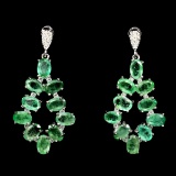 Natural Green Emerald 35 Carats Earrings